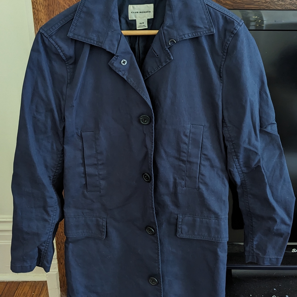Club Monaco Women's Dark Blue Trench Coat